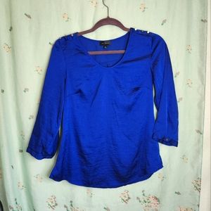 Royal Blue Blouse with Gold Buttons